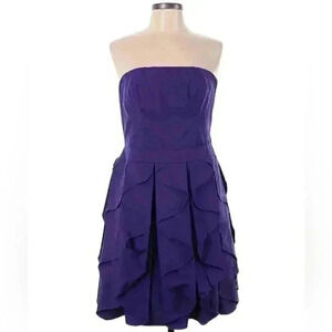 Reiss EUC Strapless purple layered Ruffle Gala dress USSize 8 Royalty Evening
